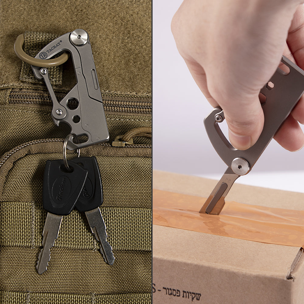 TACRAY Carabiner Keychain Clip with mini knife