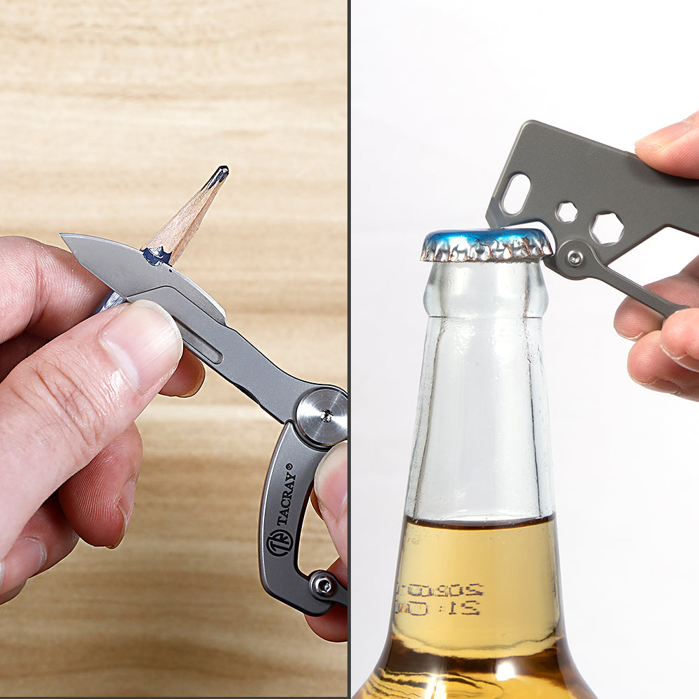 TACRAY Carabiner Keychain Clip with mini knife