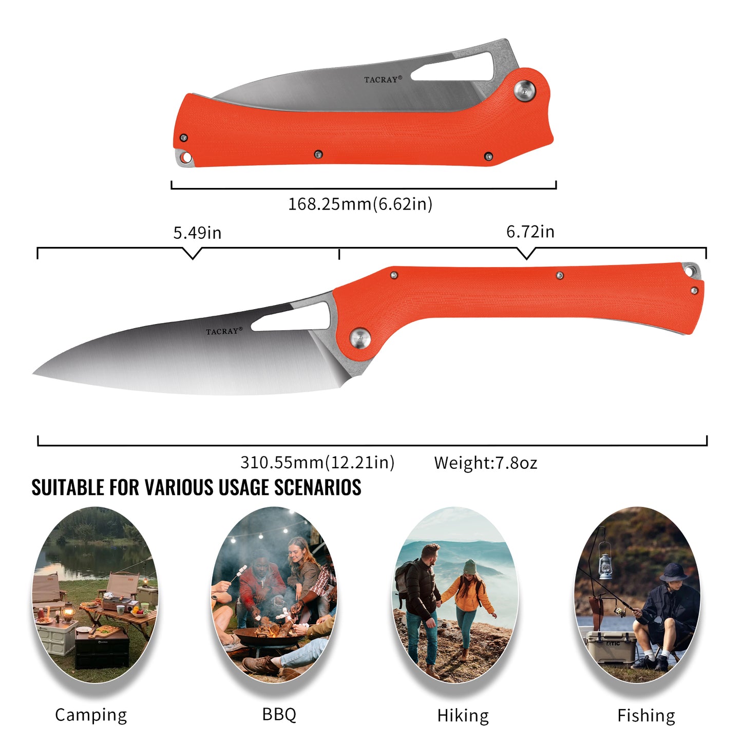 Tacray Outdoor Folding Chef Knife - Mikarta Handle Edition