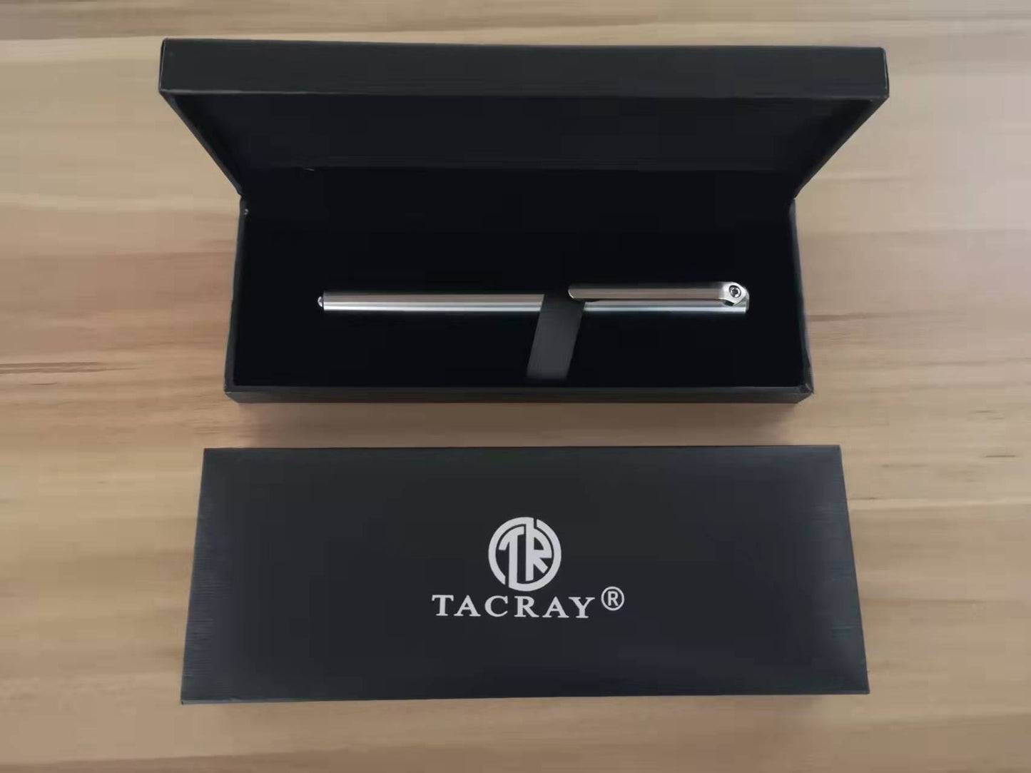 TACRAY Titanium Fountain Pen with Glass Breaker Tool and Gift Box (Silver)