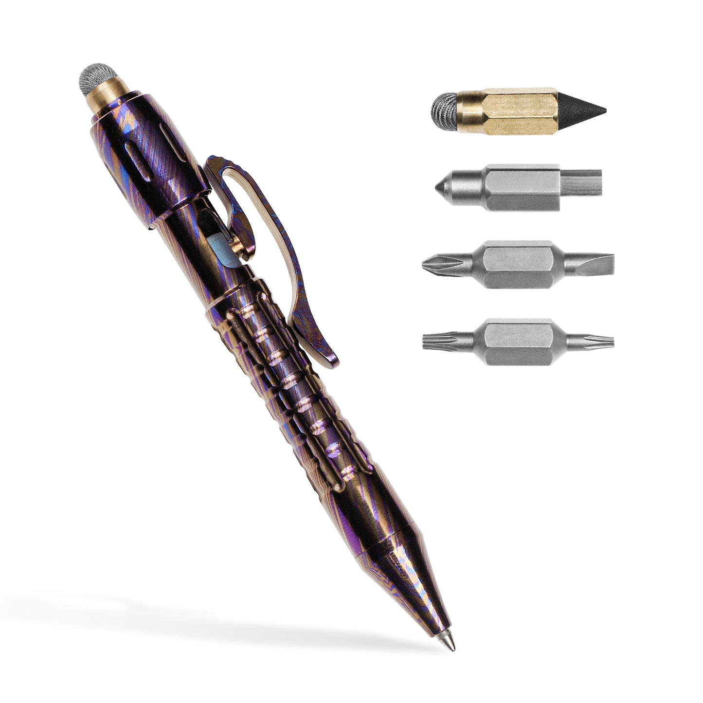 Tacray MP1 EDC Mini Titanium Pen with Replaceable Bits, Box cutter, Tungsten Tip, Screwdrivers, Pencil & Stylus