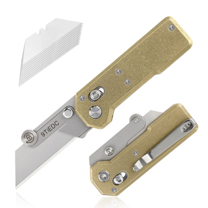 9tiEDC Folding Utility Knife Box Cutter with 10PCS Extra Blades