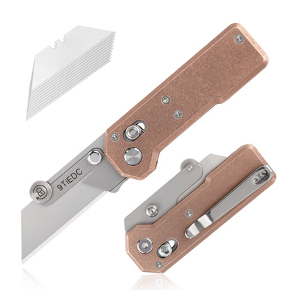 9tiEDC Folding Utility Knife Box Cutter with 10PCS Extra Blades