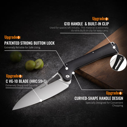 TACRAY Folding Kitchen Knife  10Cr15MoV Blade