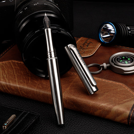 Tacray Titanium Fountain Pen with Glass Breaker