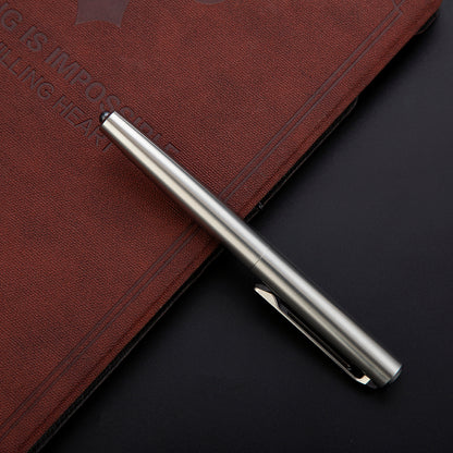 TACRAY Titanium Fountain Pen with Glass Breaker Tool and Gift Box (Silver)