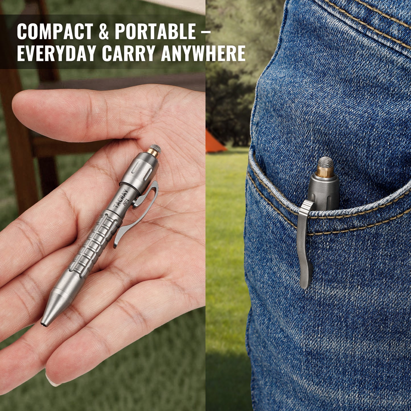 Tacray MP1 EDC Mini Titanium Pen with Replaceable Bits, Box cutter, Tungsten Tip, Screwdrivers, Pencil & Stylus