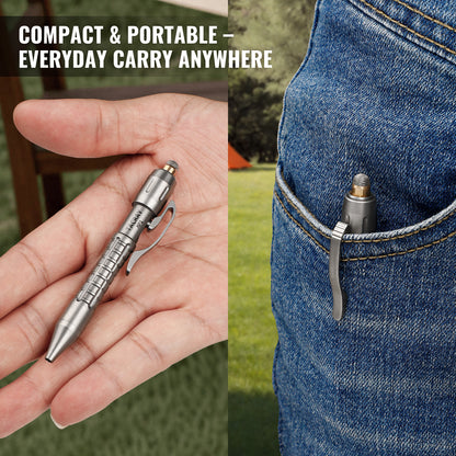 Tacray MP1 EDC Mini Titanium Pen with Replaceable Bits, Box cutter, Tungsten Tip, Screwdrivers, Pencil & Stylus