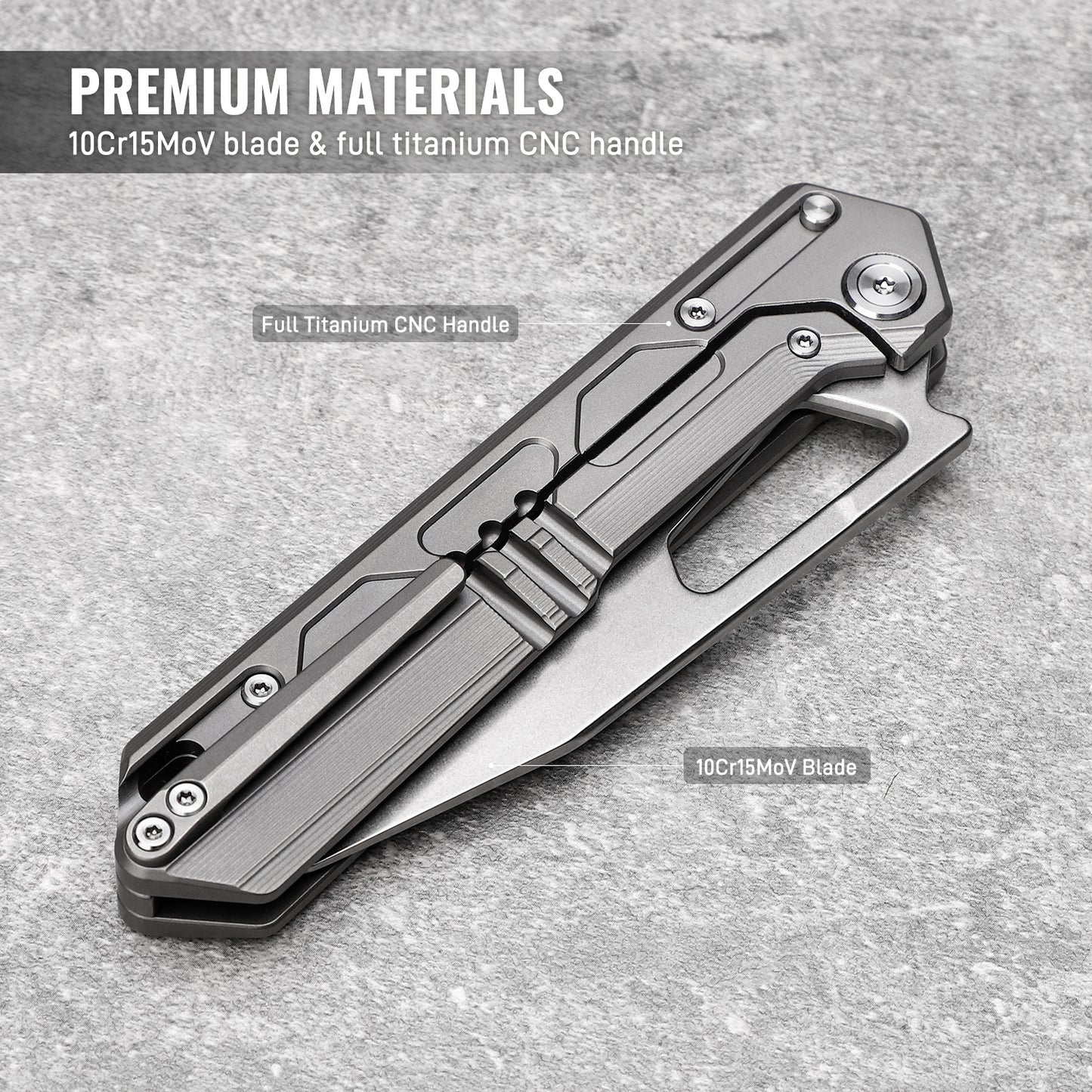 TACRAY Frame Locking Folding Outdoor Chef Knife with Titanium Handle