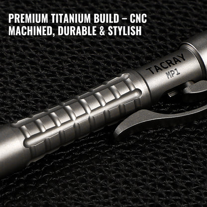 Tacray MP1 EDC Mini Titanium Pen with Replaceable Bits, Box cutter, Tungsten Tip, Screwdrivers, Pencil & Stylus