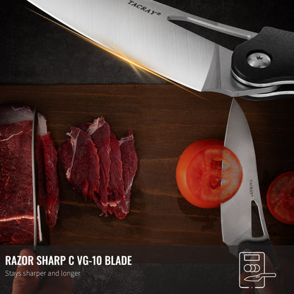 TACRAY Folding Kitchen Knife  10Cr15MoV Blade