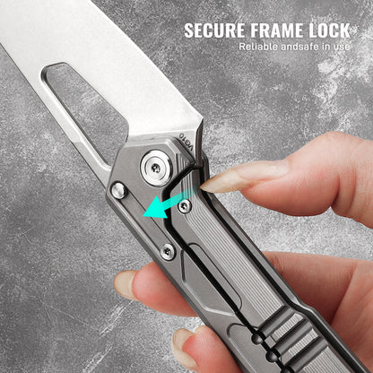 TACRAY Frame Locking Folding Outdoor Chef Knife with Titanium Handle