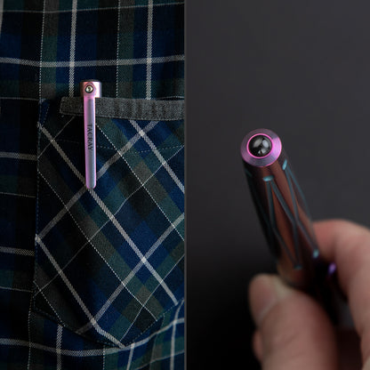 TACRAY Titanium Fountain Pen with Glass Breaker Tool and Gift Box (Purple)