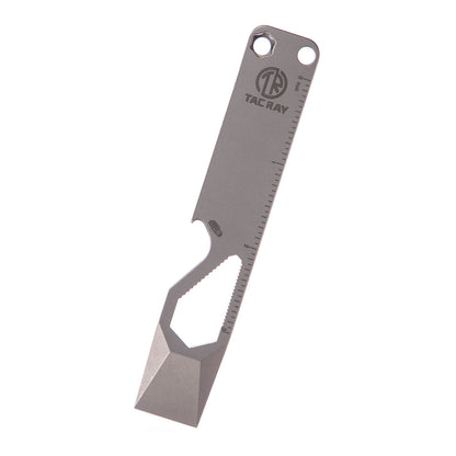 TACRAY Emergency Multitool, Titanium Pocket Pry Bar with Bottle Opener, Screw Drivers, Spanners & Staight Scale/Ruler