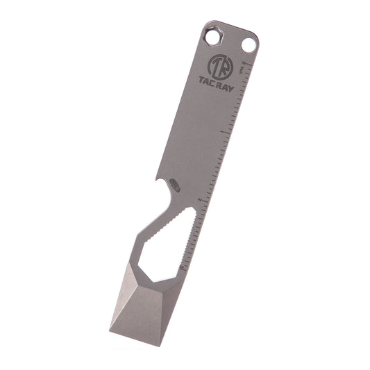 TACRAY Emergency Multitool, Titanium Pocket Pry Bar with Bottle Opener, Screw Drivers, Spanners & Staight Scale/Ruler