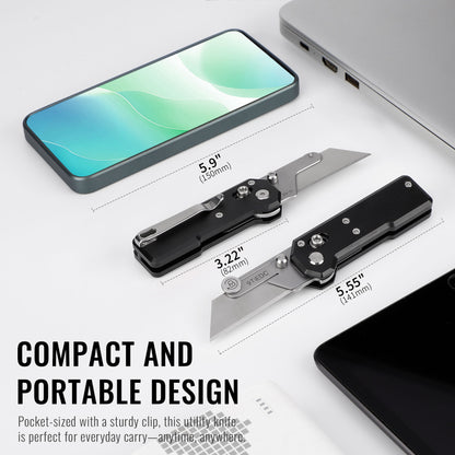 9tiEDC Folding Utility Knife Box Cutter with 10PCS Extra Blades