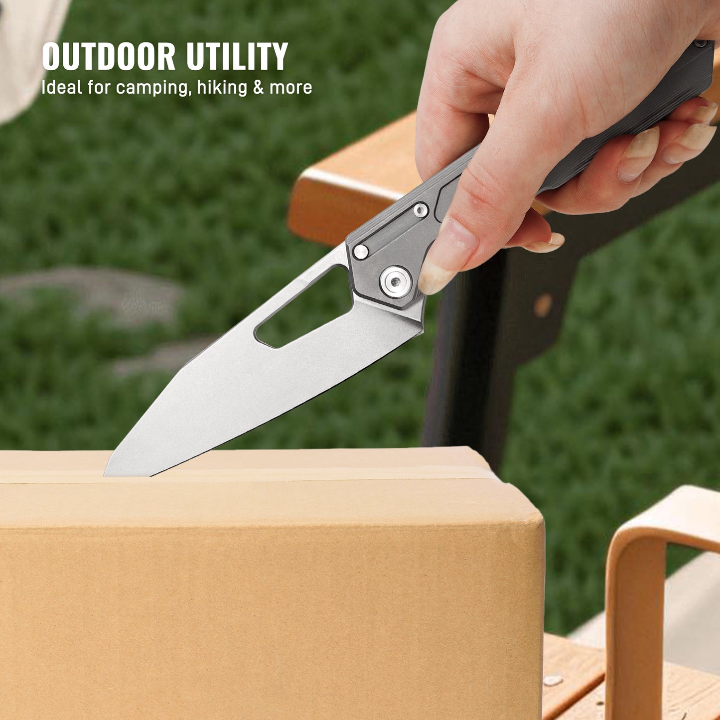 TACRAY Frame Locking Folding Outdoor Chef Knife with Titanium Handle