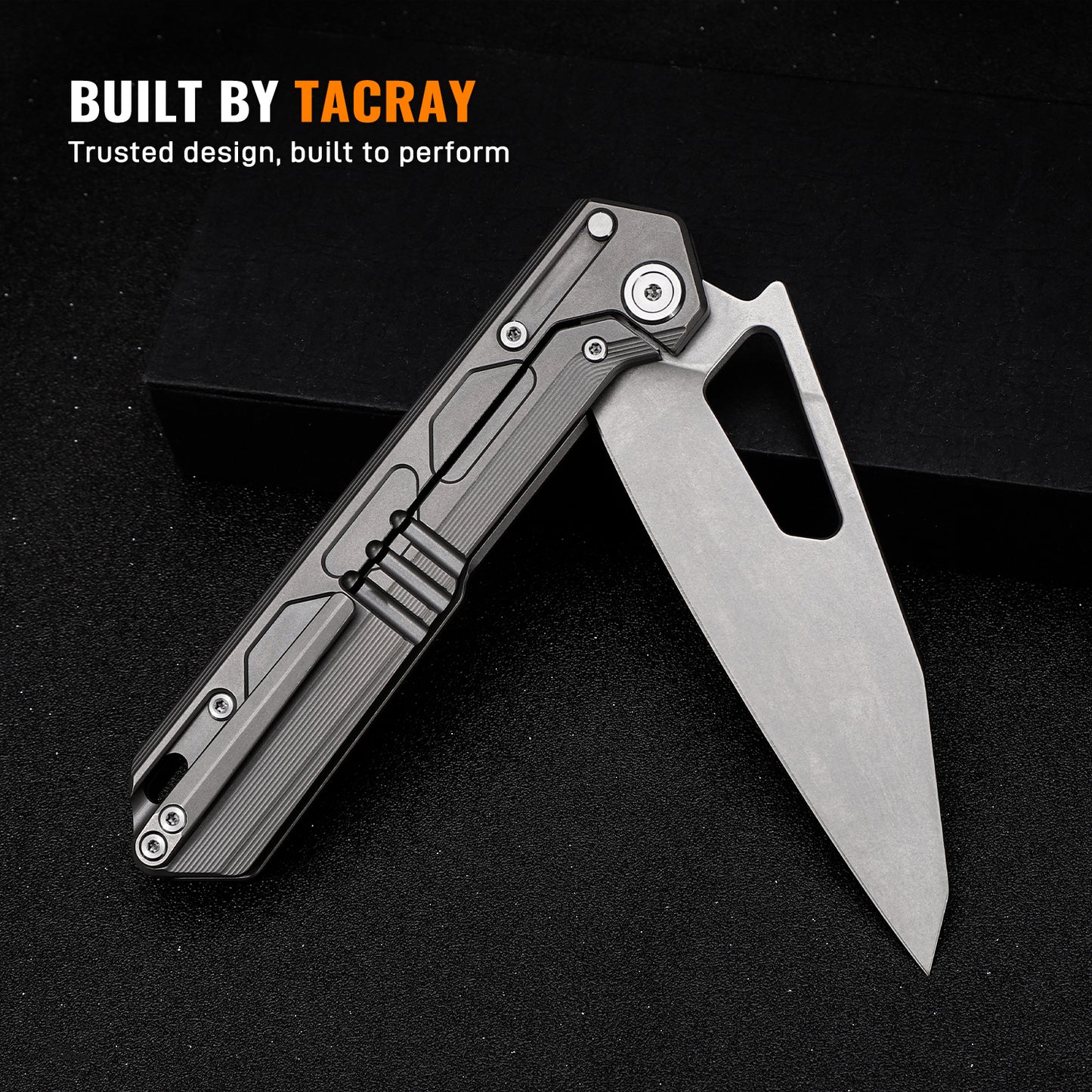 TACRAY Frame Locking Folding Outdoor Chef Knife with Titanium Handle