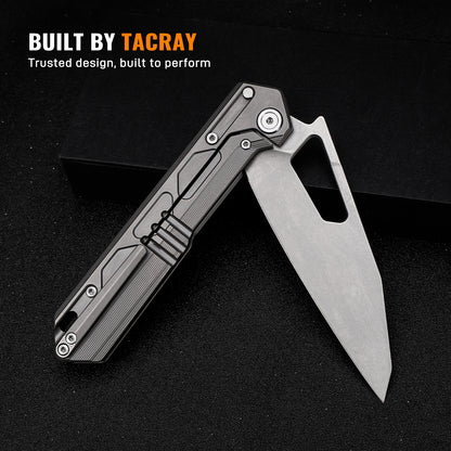 TACRAY Frame Locking Folding Outdoor Chef Knife with Titanium Handle
