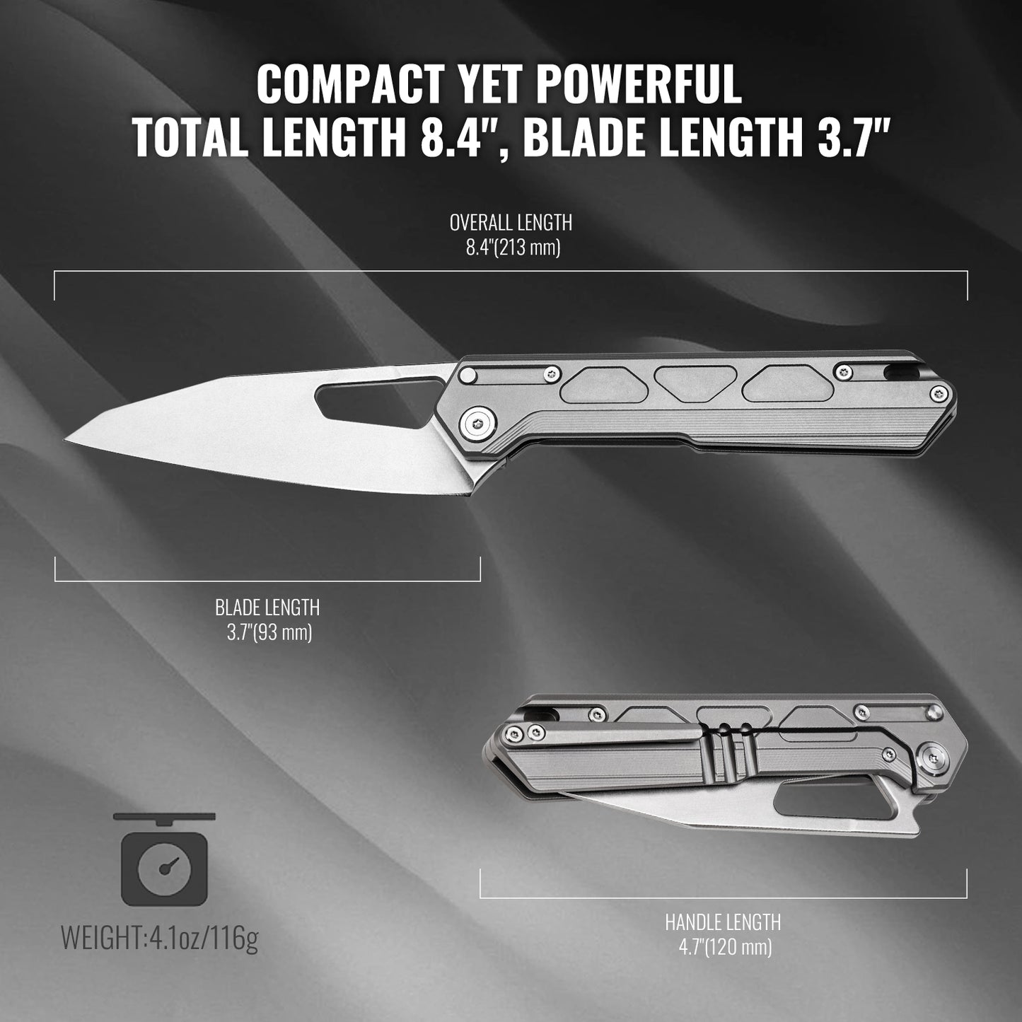 TACRAY Frame Locking Folding Outdoor Chef Knife with Titanium Handle