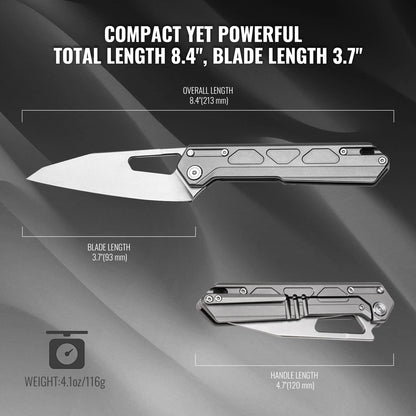 TACRAY Frame Locking Folding Outdoor Chef Knife with Titanium Handle