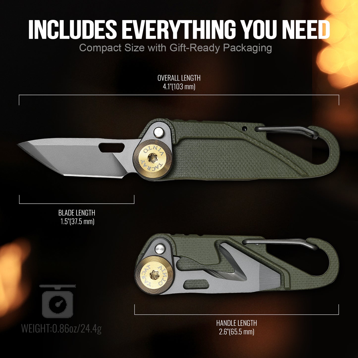 Tacray Vinto Mini EDC Multitool – Keychain Knife & Cutter
