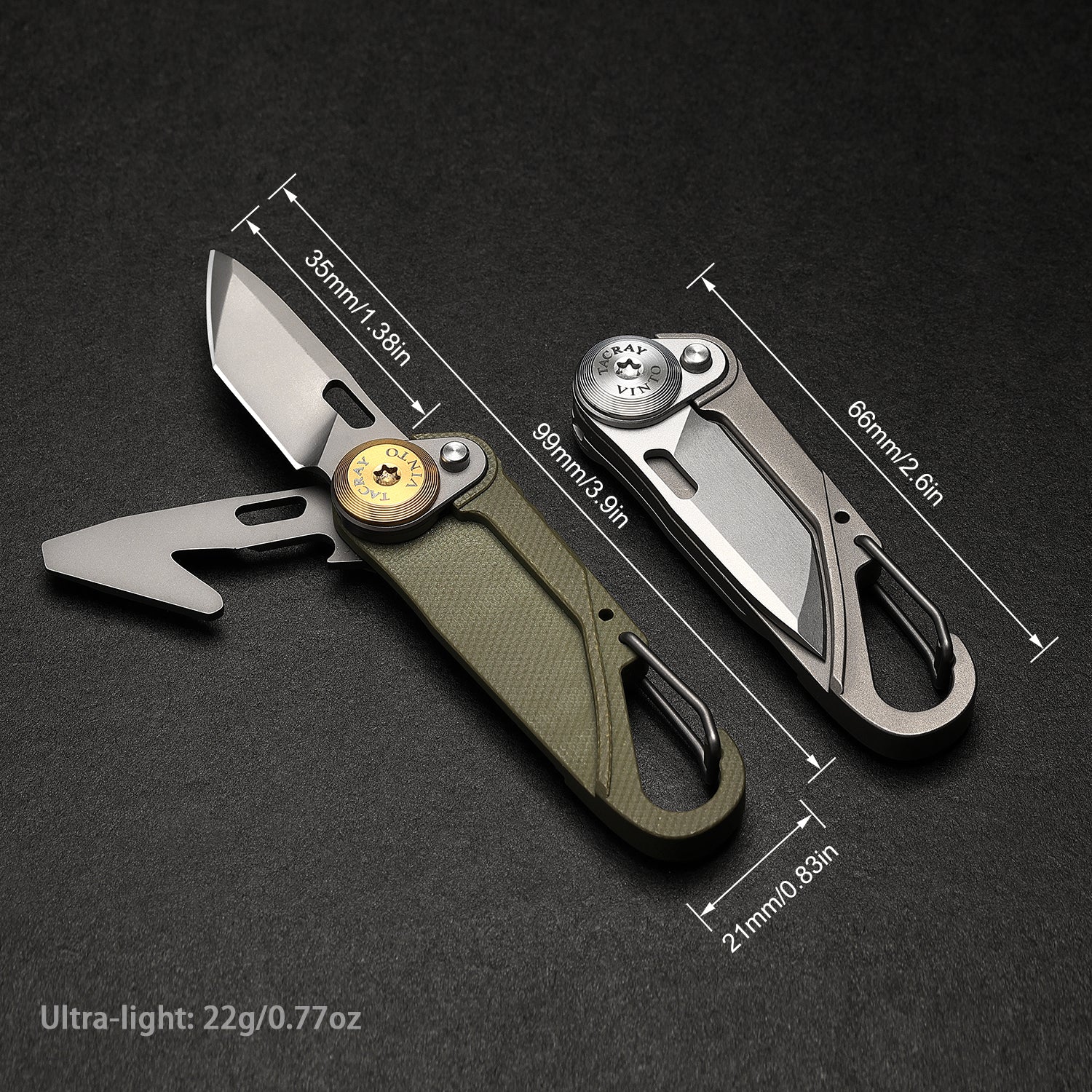 Vinto EDC Keychain Multitool – Folding Knife & Cutter | Tacray