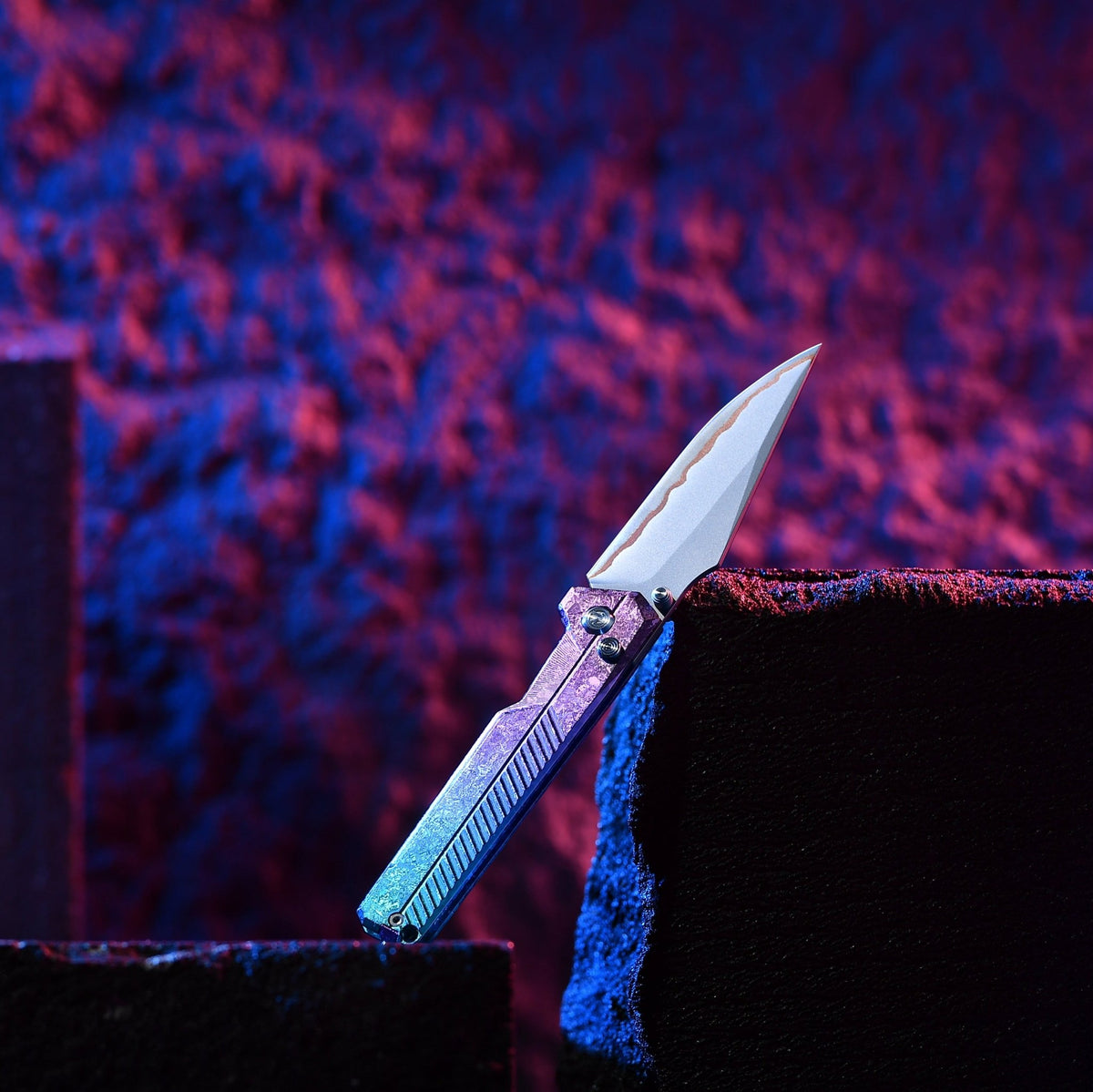 Tacray TIRAN II Titanium Folding Knife Ice Crystal titanium purple