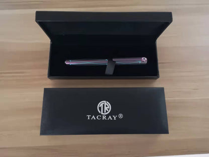 TACRAY Titanium Fountain Pen with Glass Breaker Tool and Gift Box (Purple)