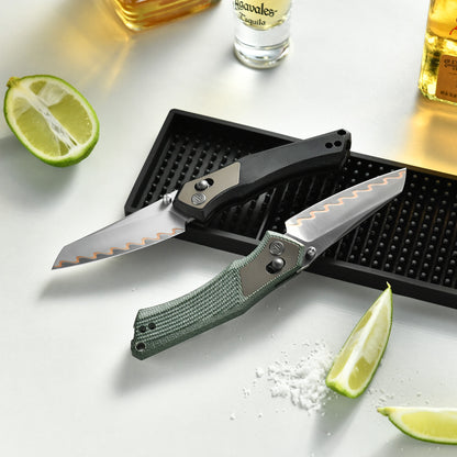 Tacray TALOS - 5-Layer Copper Steel Monoblock Folding Knife G10/Micarta