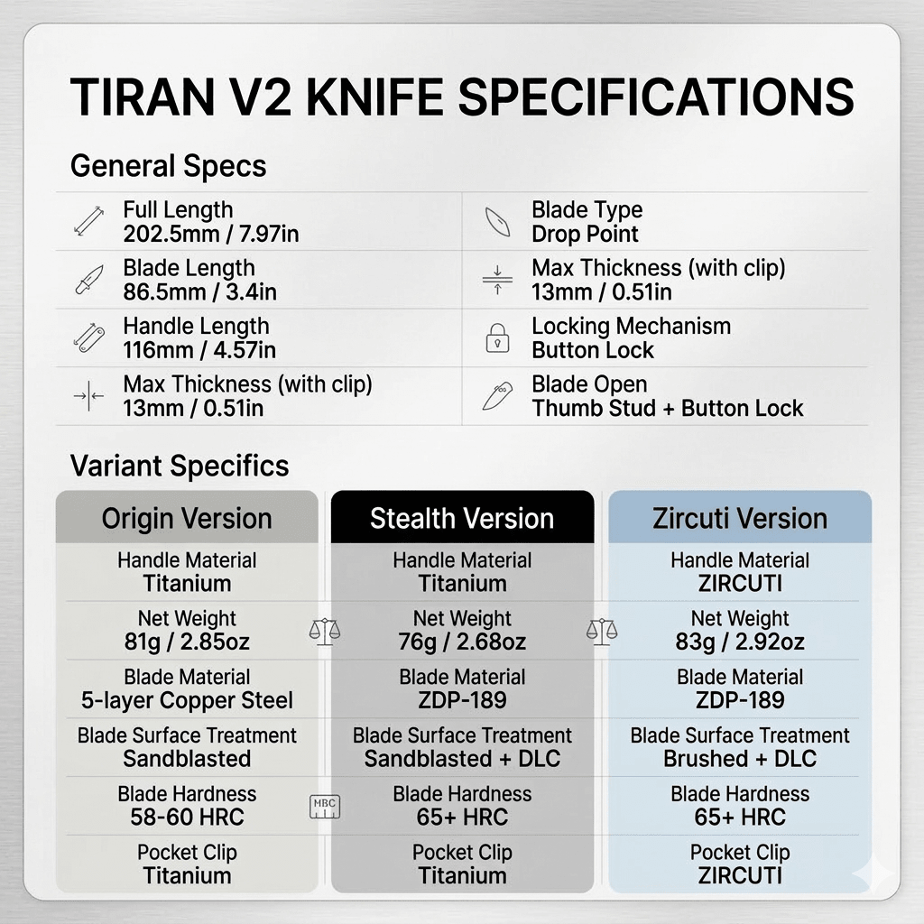 Tacray TIRAN II Limited Edition – Zircuti Handle × ZDP-189 DLC Blade