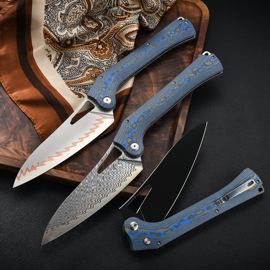 Tacray Outdoor Folding Chef Knife - Mikarta Handle Edition