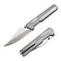 Tacray TIRAN II Titanium Folding Knife titanium grey front and rear