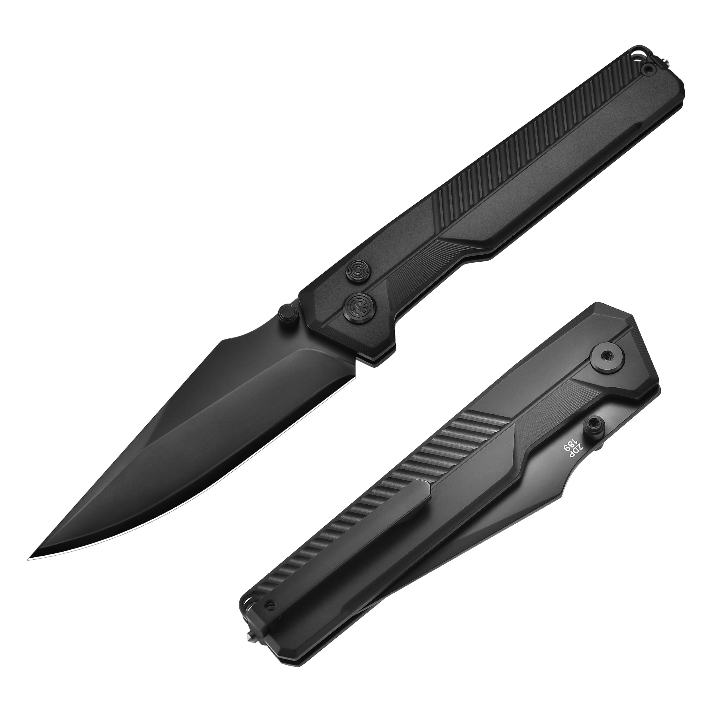 Tacray TIRAN II Titanium Folding Knife black dlc zdp189 front and rear