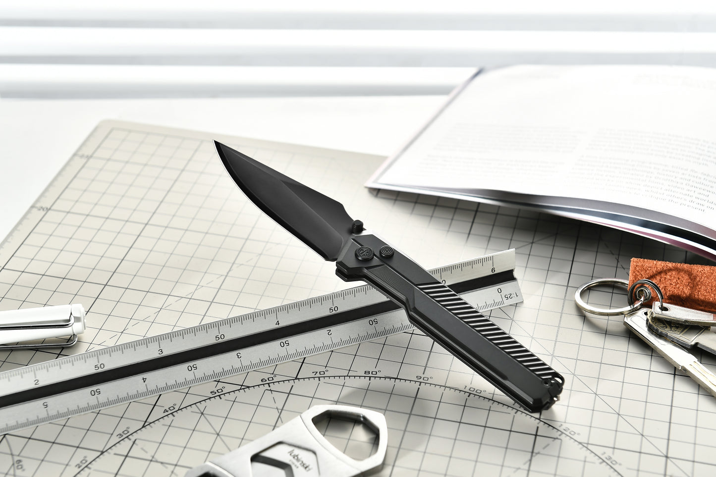 Tacray TIRAN II Ultra-Slim Clip Point Titanium Folding Knife with ZDP-189/5-Layer-Copper Steel Blade