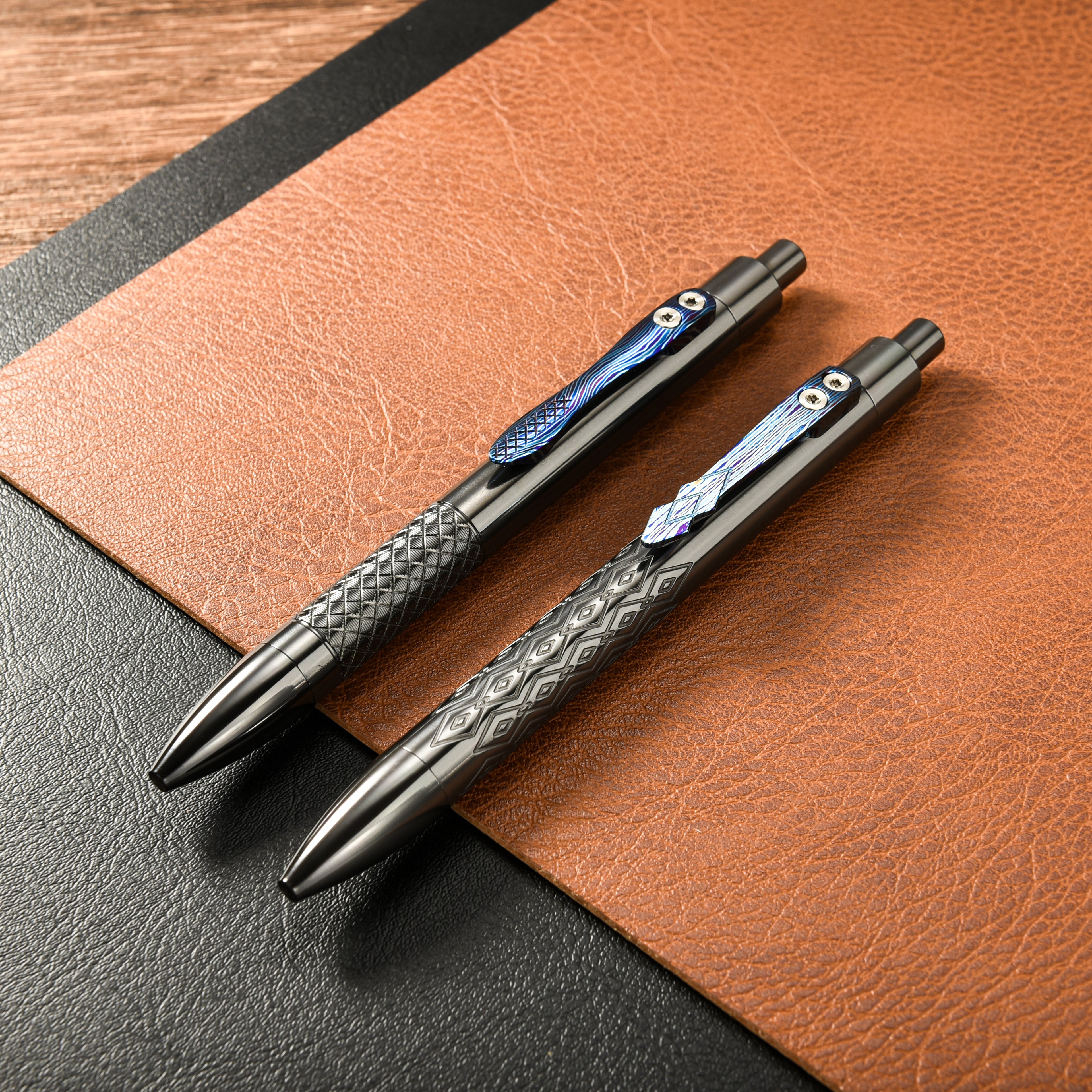 Tacray Zirconium Alloy EDC Pen with Damascus Titanium Clip