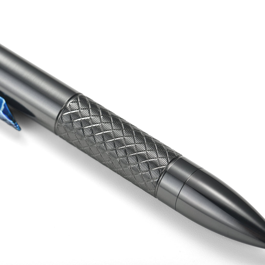 Tacray Zirconium Alloy EDC Pen with Damascus Titanium Clip checkered detail