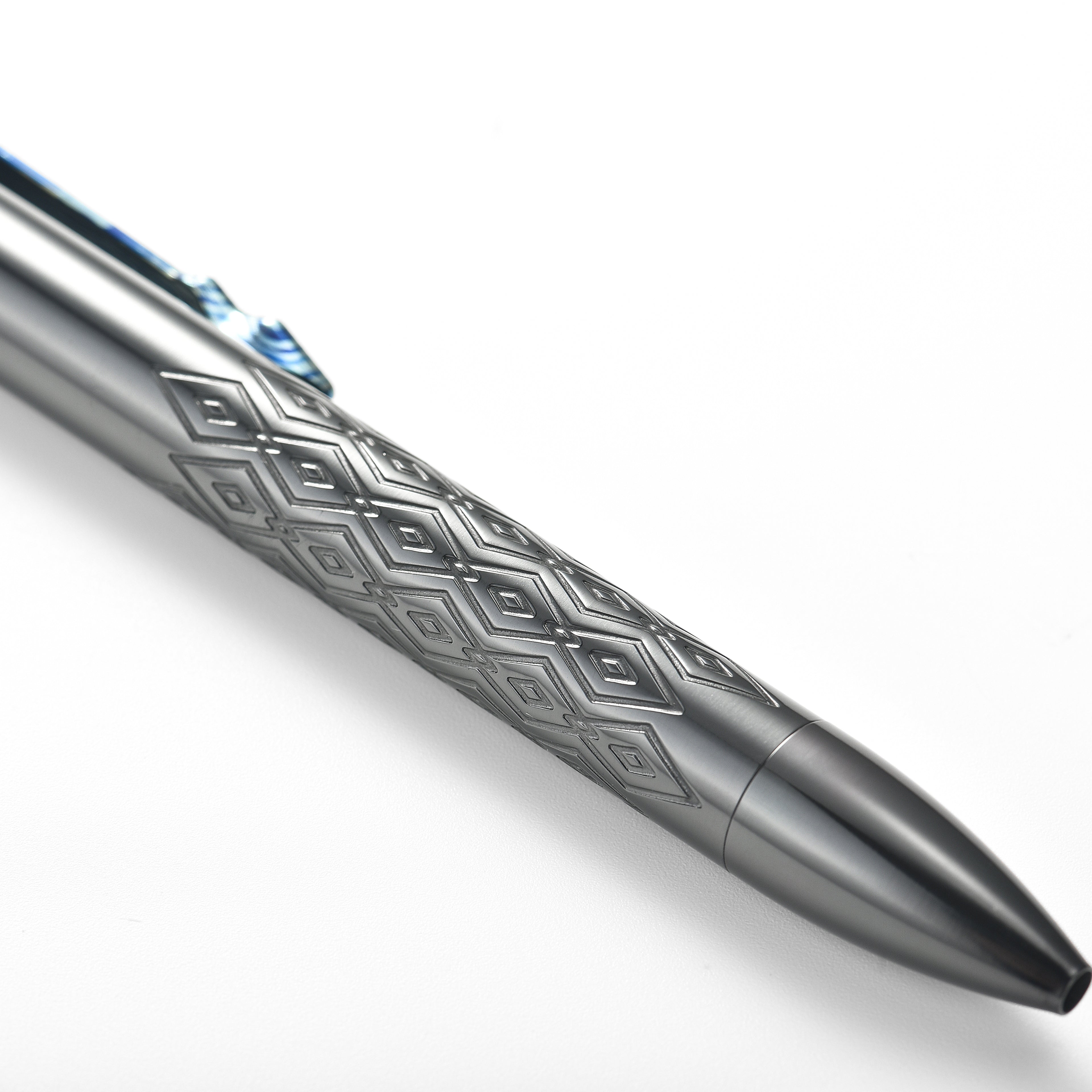 Tacray Zirconium Alloy EDC Pen with Damascus Titanium Clip diamond close up