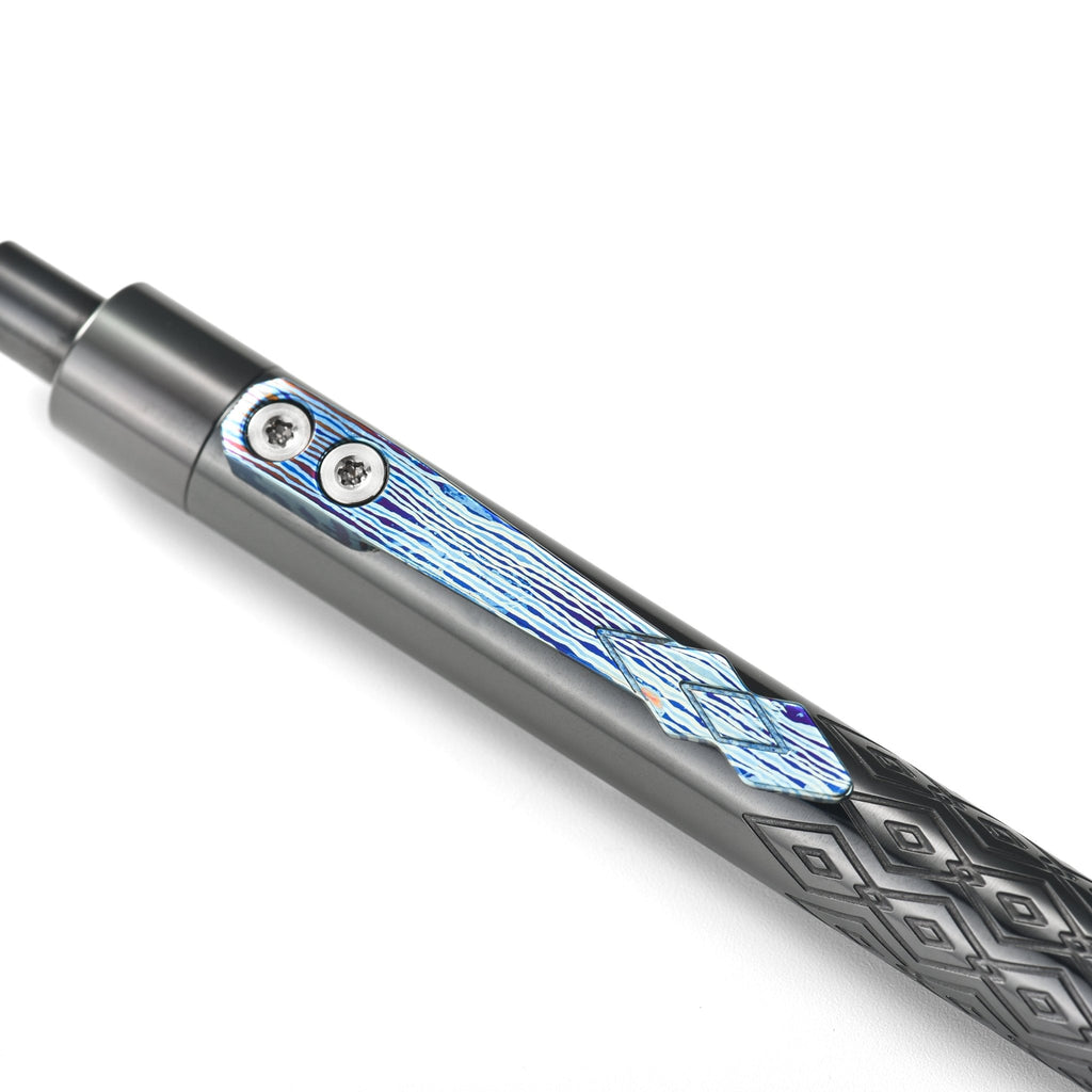 Tacray Zirconium Alloy EDC Pen with Damascus Titanium Clip diamond
