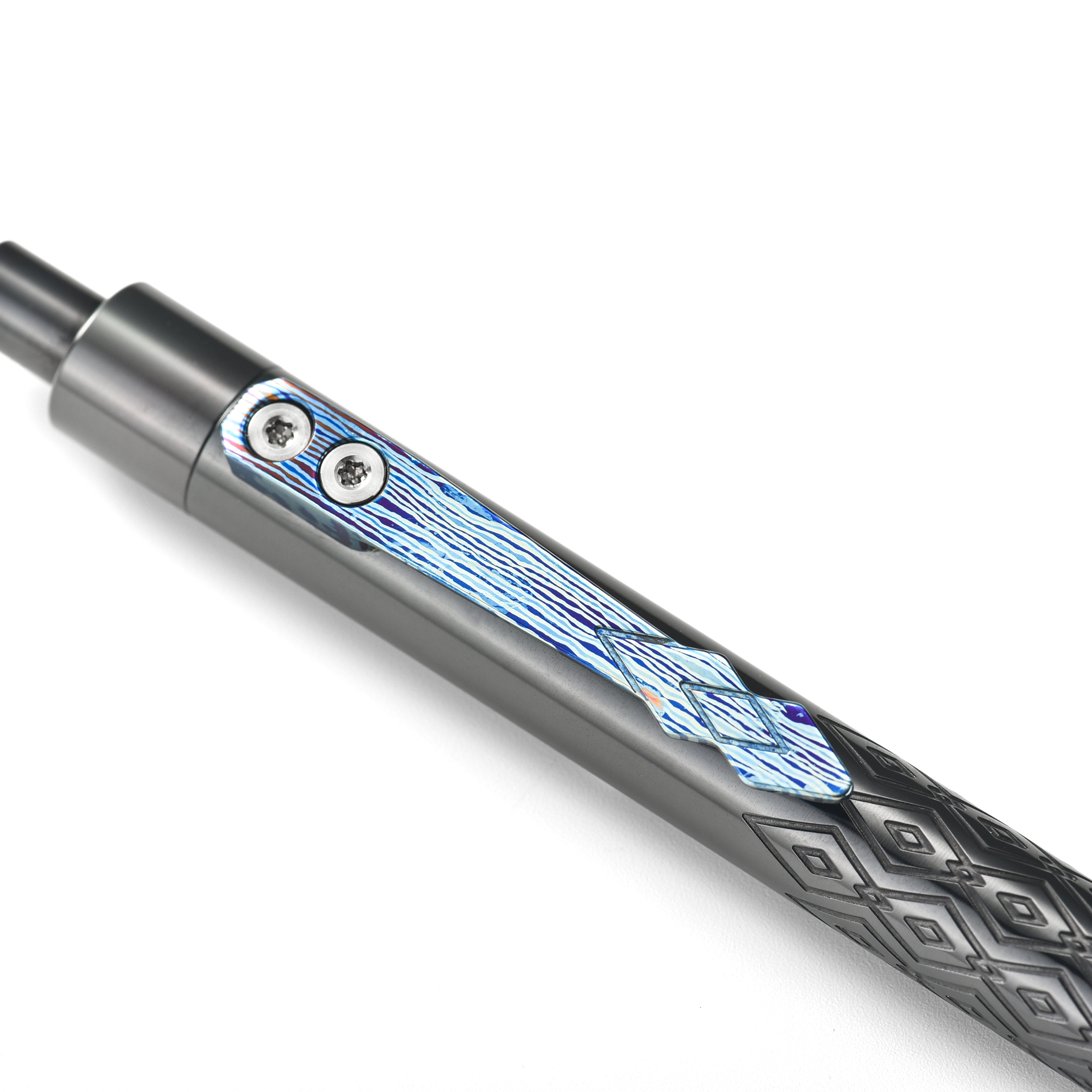 Tacray Zirconium Alloy EDC Pen with Damascus Titanium Clip diamond