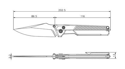 Tacray TIRAN II Ultra-Slim Clip Point Titanium Folding Knife with ZDP-189/5-Layer-Copper Steel Blade