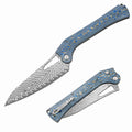 Tacray Damascus Folding Chef Knife with Micarta Handle