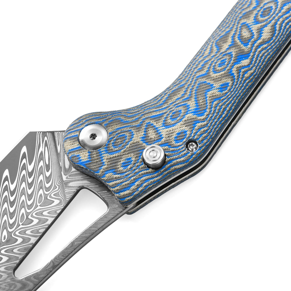 Tacray Damascus Folding Chef Knife with Micarta Handle