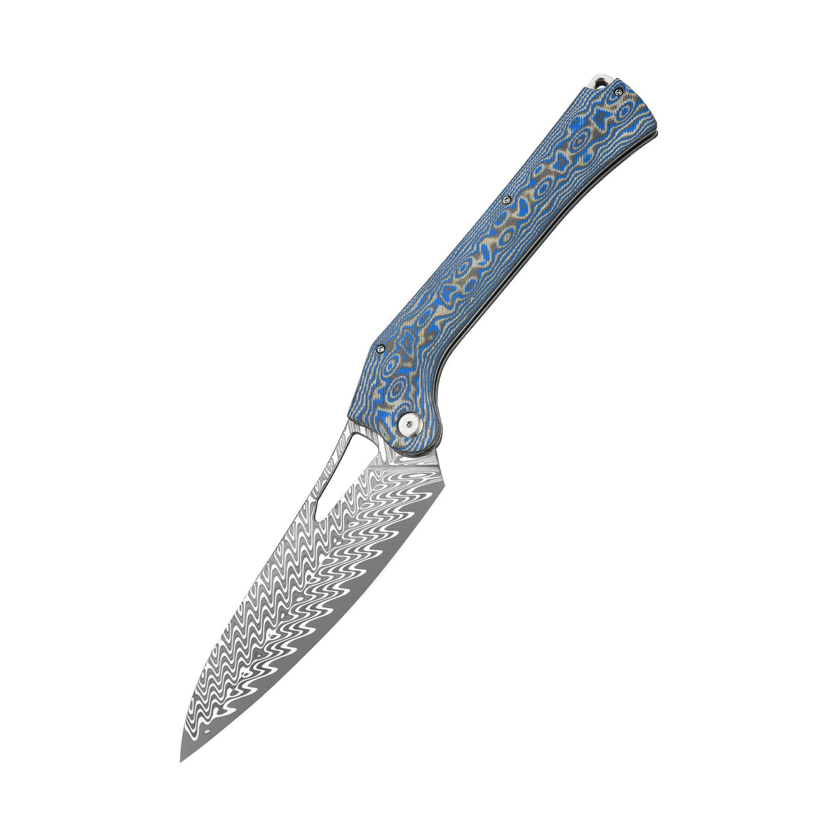 Tacray Damascus Folding Chef Knife with Micarta Handle