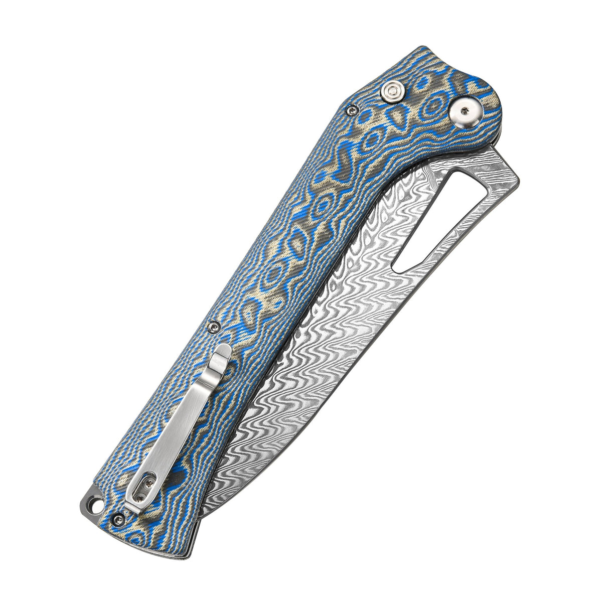 Tacray Damascus Folding Chef Knife with Micarta Handle